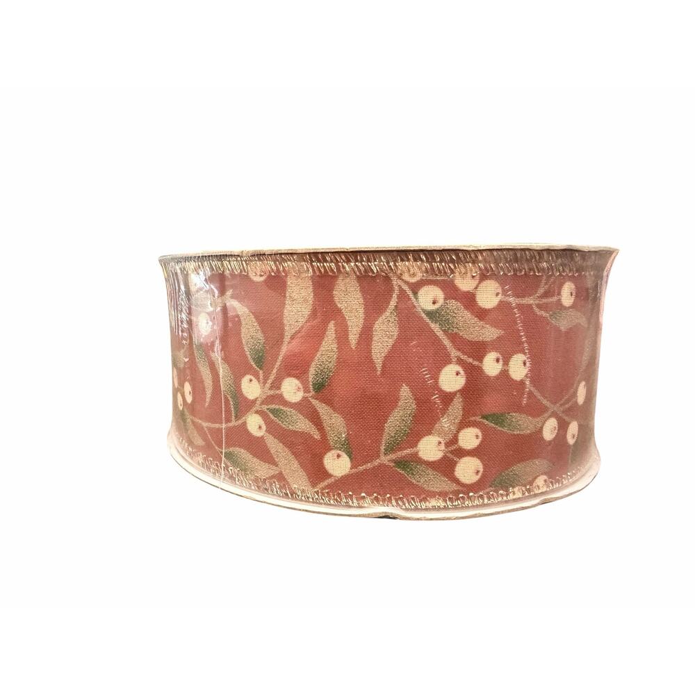 Member’s Mark Berry & Leaf Wired Ribbon 2.5”x 50 Yards New